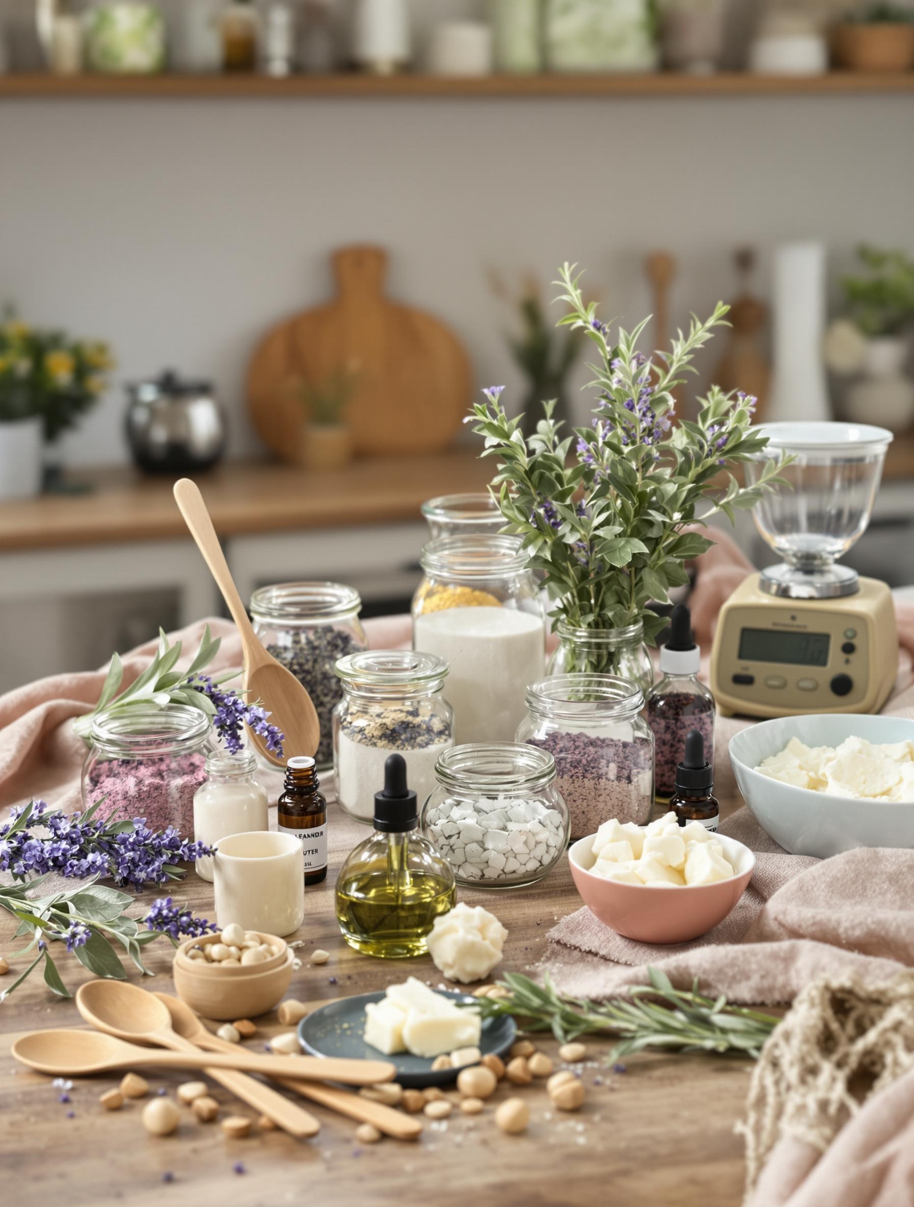 Atelier DIY cosmétique naturelle : ingrédients et matériel pour créer un baume maison.