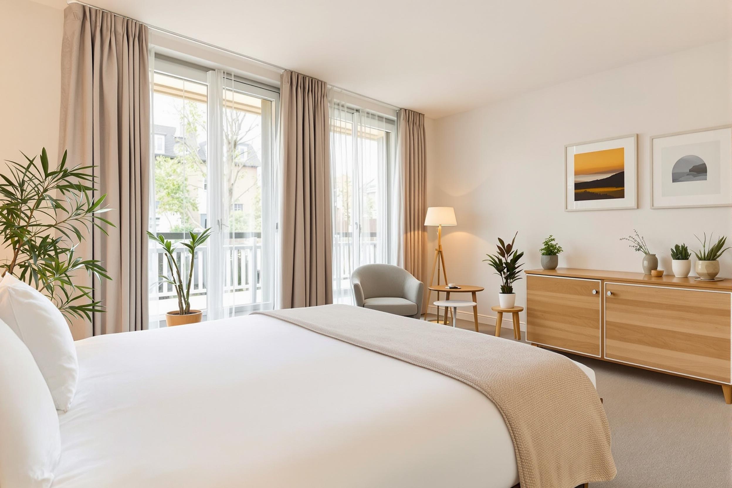 Chambre lumineuse et moderne dans un hôtel des Landes