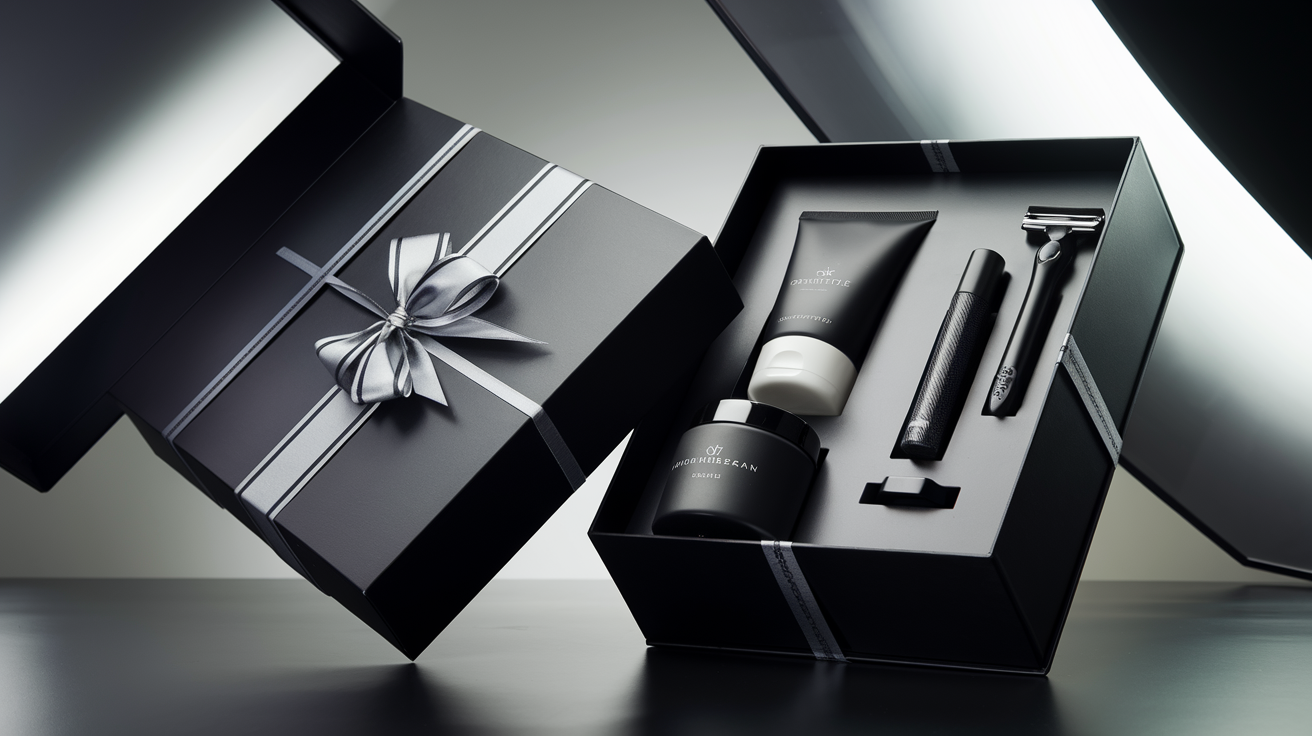 Coffret cadeau homme au design moderne et élégant.