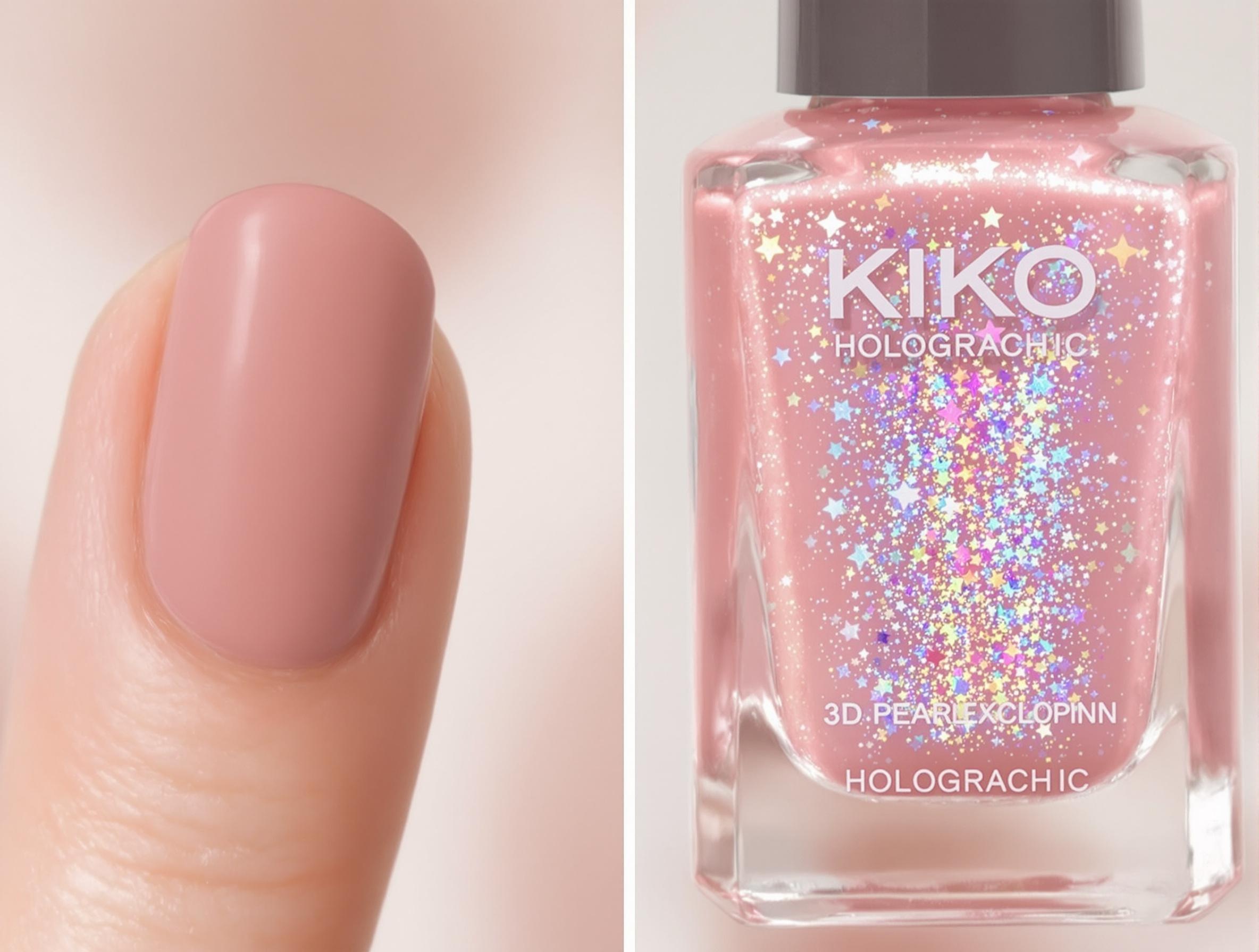 Comparaison entre un vernis classique et le vernis holographique de KIKO