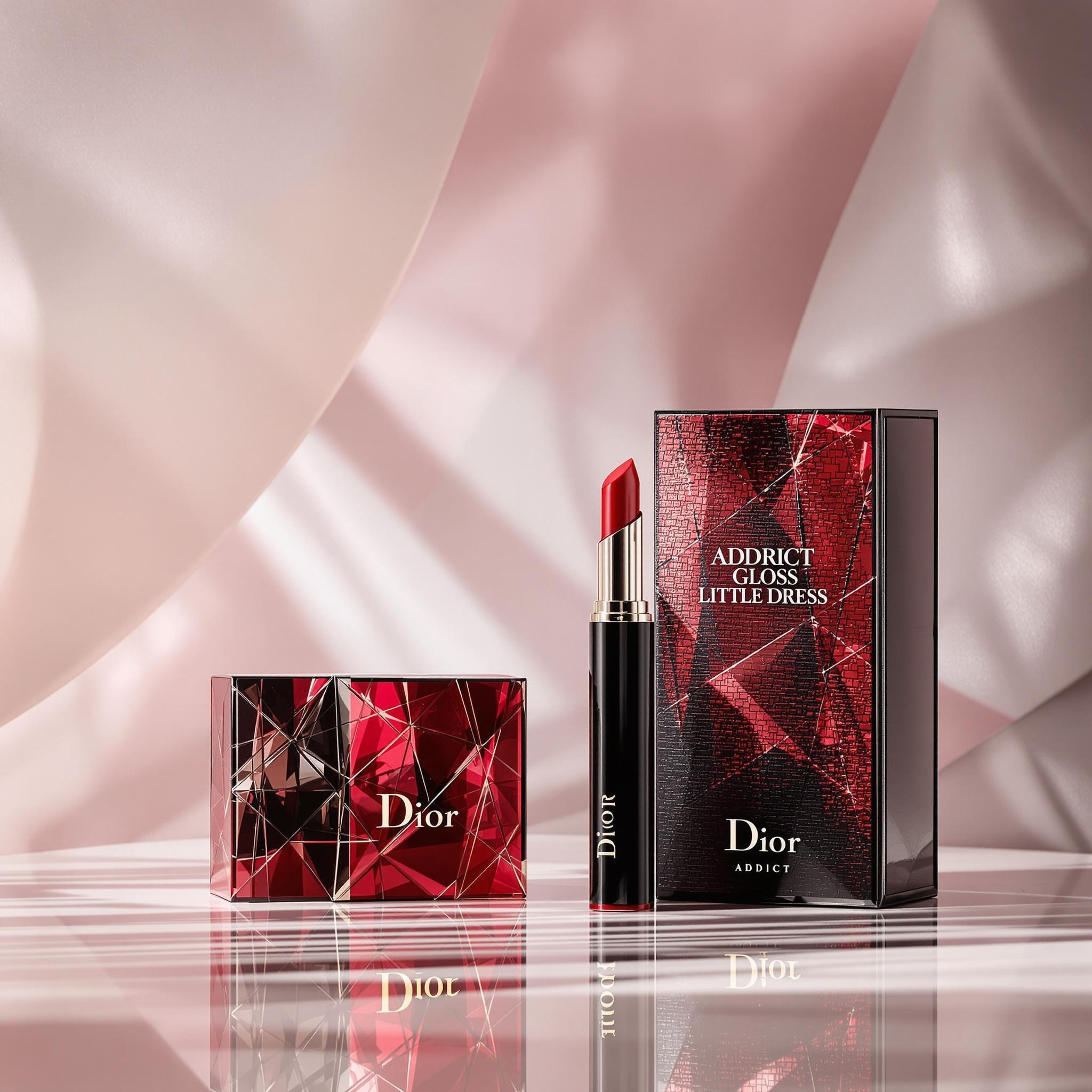 Un packaging luxueux du Dior Addict Ultra Gloss Little Red Dress avec des finitions modernes.