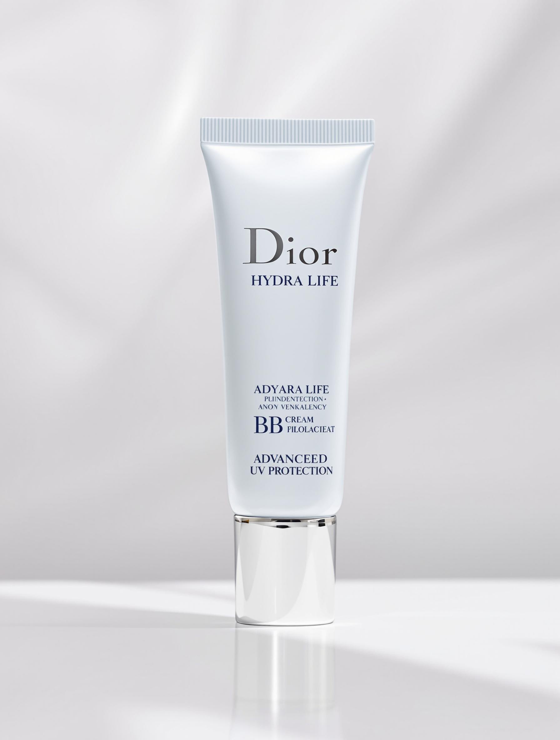 Image présentant le packaging élégant de la Dior Hydra Life BB Crème, insistant sur son côté premium et sa technologie de protection UV.