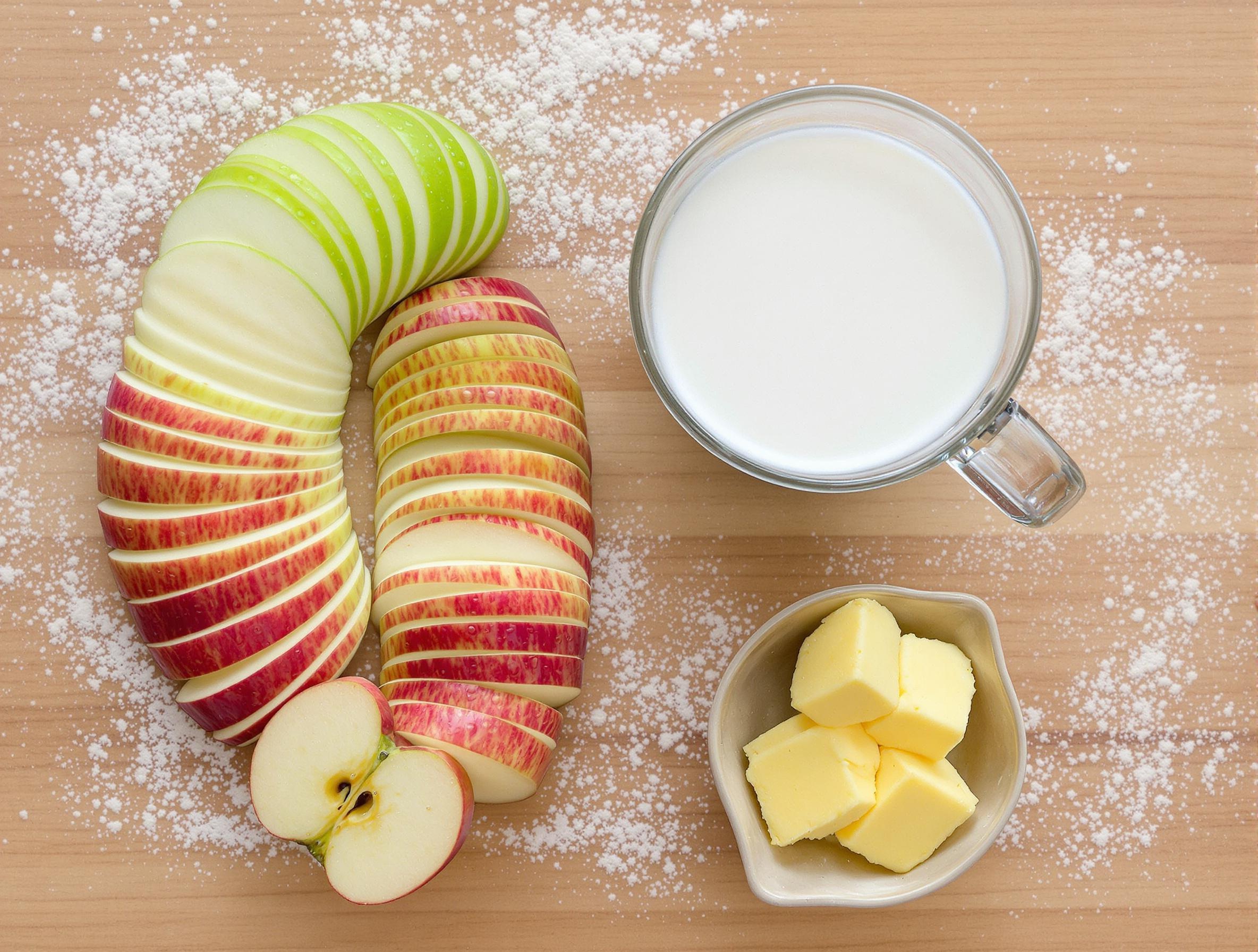 Ingrédients pour une tarte aux pommes sans beurre