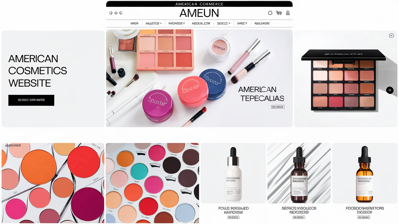 Interface moderne d’un site e-commerce spécialisé dans la cosmétique américaine