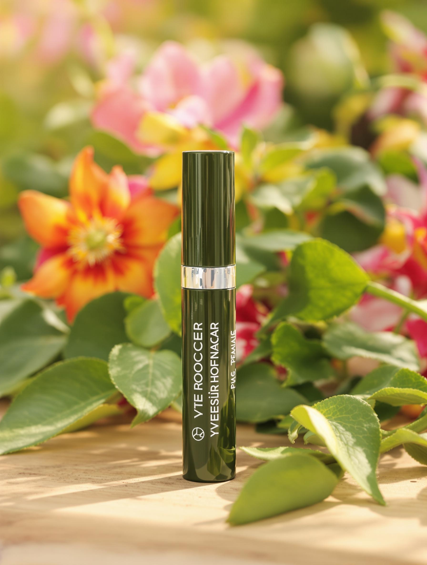 Mascara Yves Rocher présenté dans un cadre naturel avec des feuilles vertes.