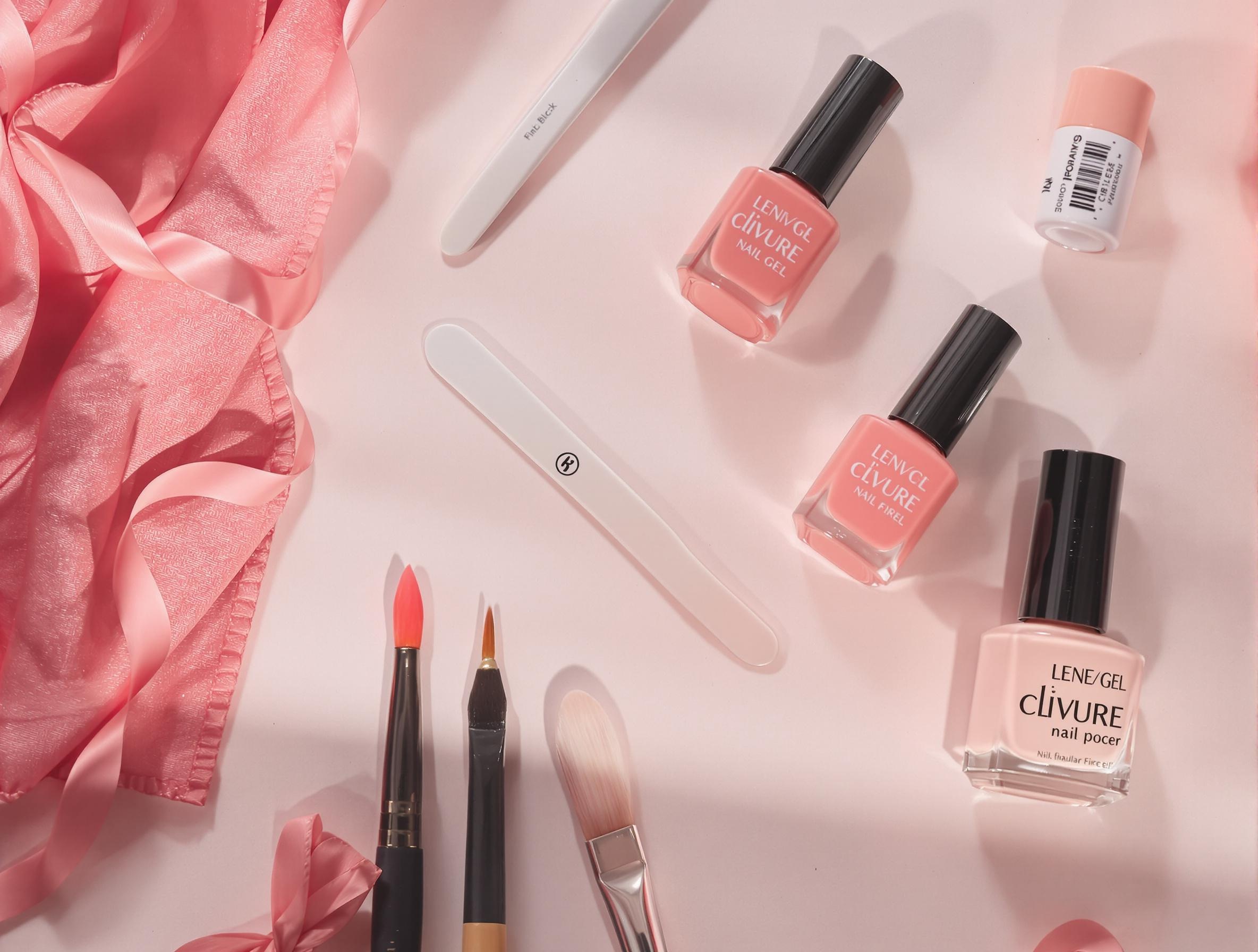 Une mise en scène avec des produits essentiels pour nail art corail chic