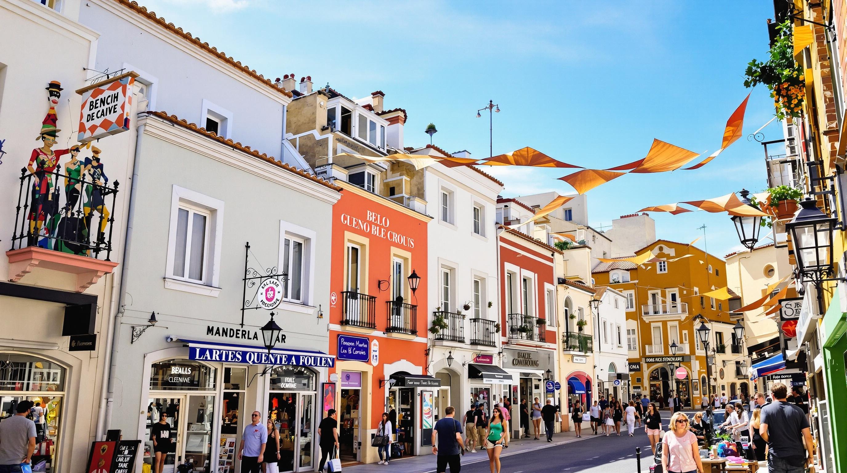 Façades colorées et ambiance vibrante des boutiques proches du Pays Basque