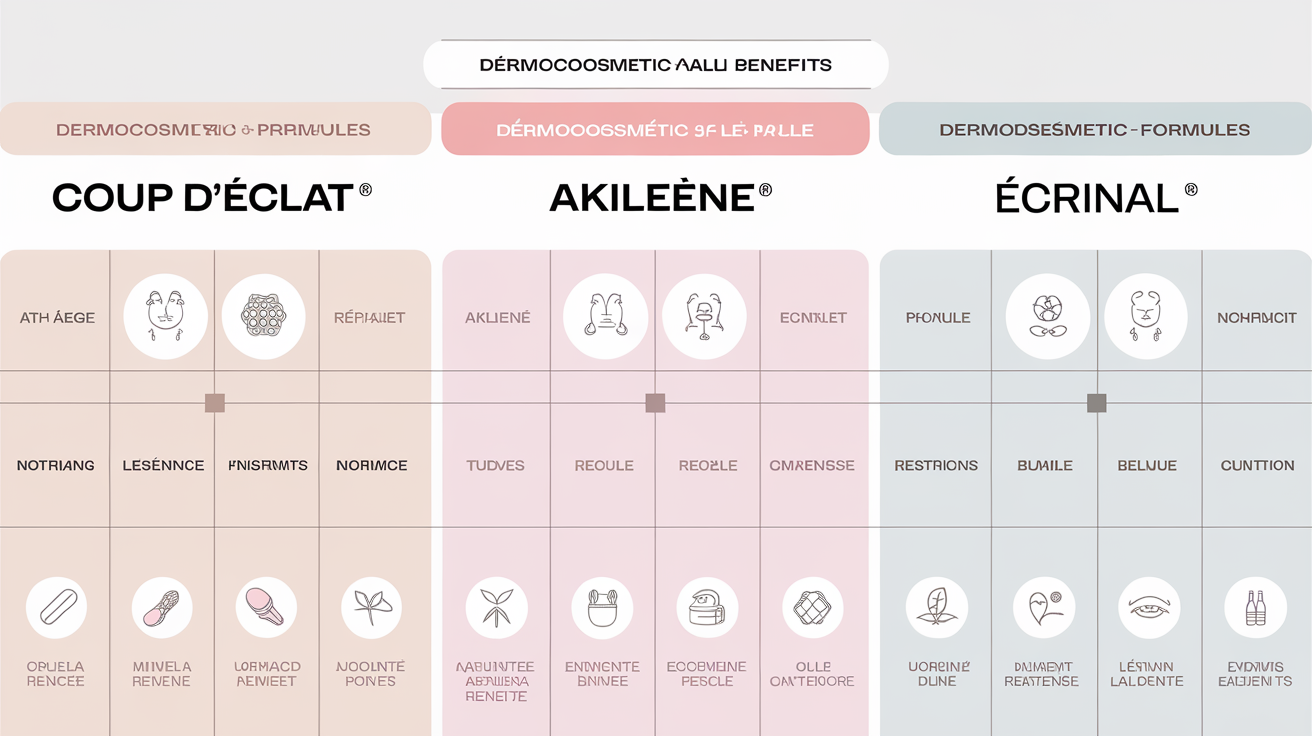 Comparatif des bienfaits des gammes COUP D'ECLAT®, AKILEÏNE®, ECRINAL®